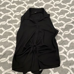Express Black Tie Fromt Collared Blouse, Size M
